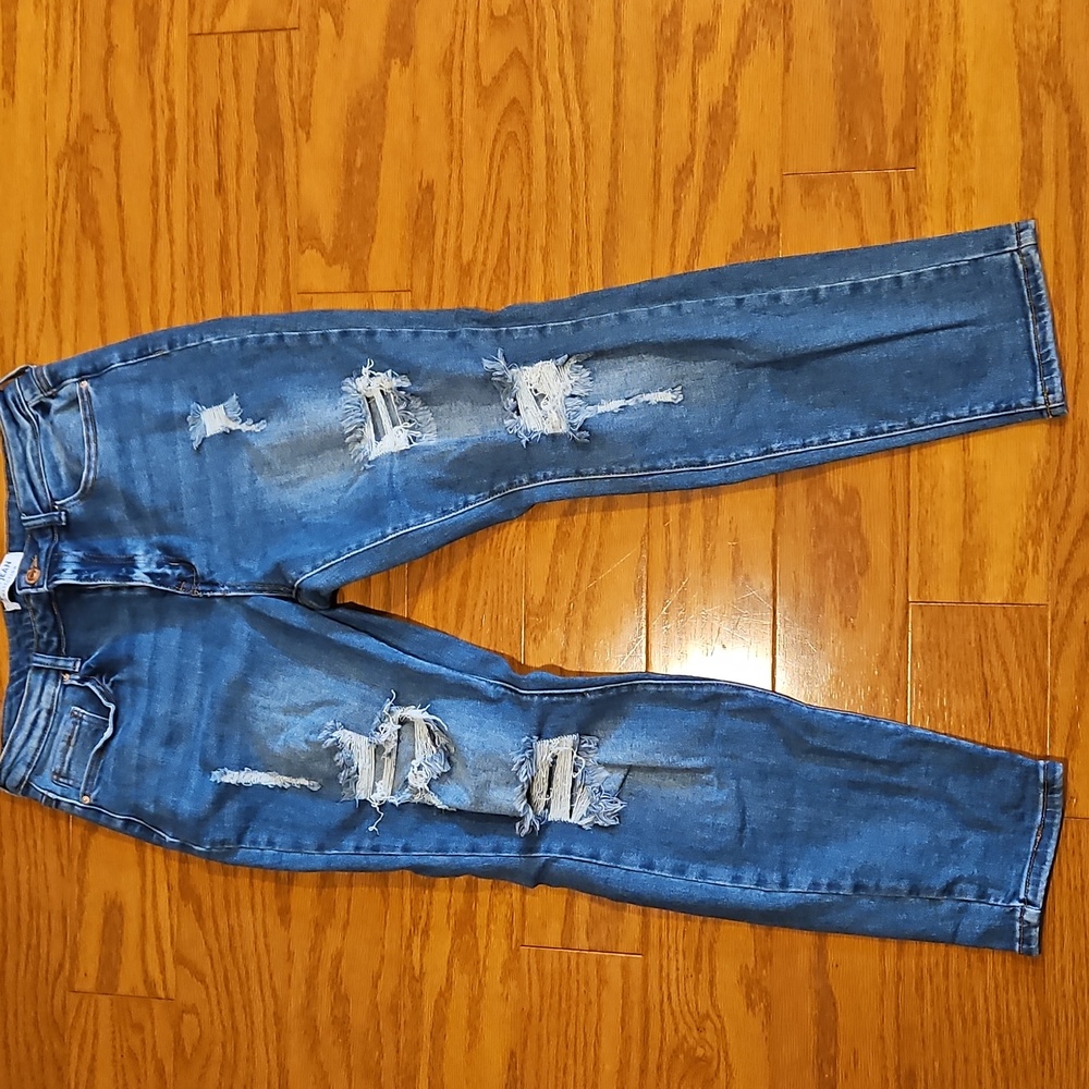 Wax Jean Blue Distressed Boyfriend Jeans - Picture 5 of 11